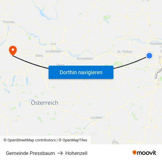 Gemeinde Pressbaum to Hohenzell map