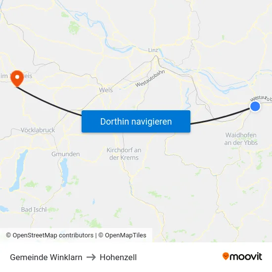 Gemeinde Winklarn to Hohenzell map