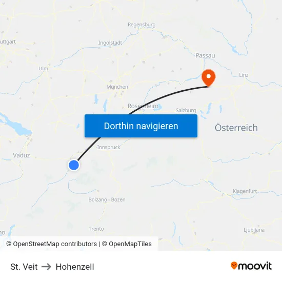 St. Veit to Hohenzell map