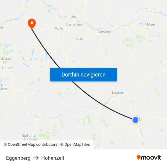 Eggenberg to Hohenzell map