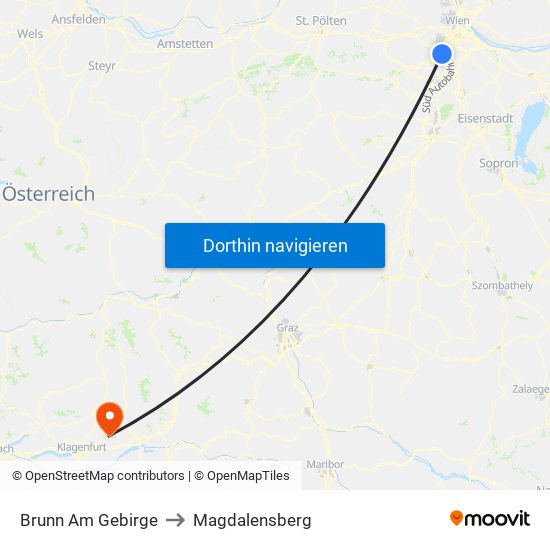 Brunn Am Gebirge to Magdalensberg map