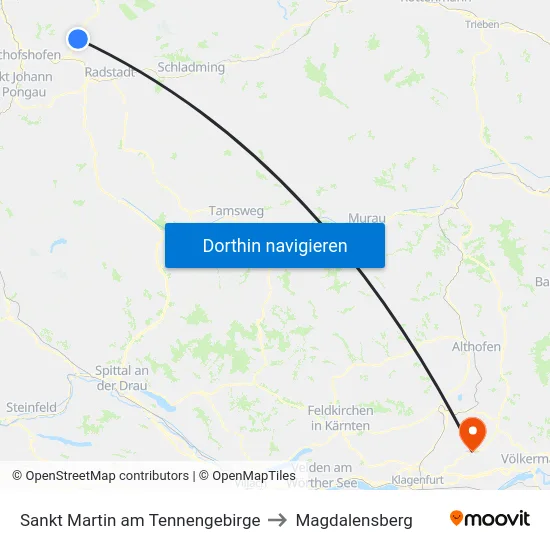 Sankt Martin am Tennengebirge to Magdalensberg map