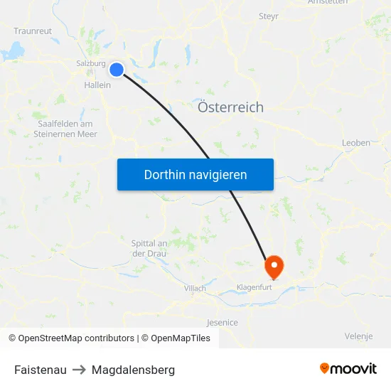 Faistenau to Magdalensberg map