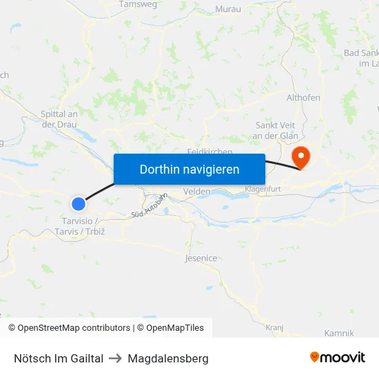 Nötsch Im Gailtal to Magdalensberg map