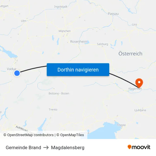 Gemeinde Brand to Magdalensberg map