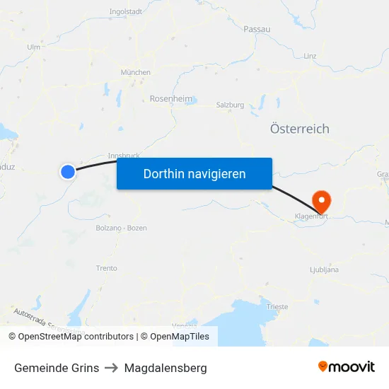 Gemeinde Grins to Magdalensberg map