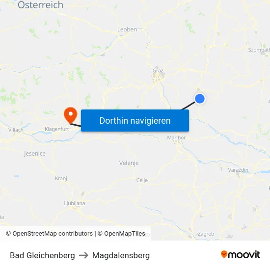 Bad Gleichenberg to Magdalensberg map