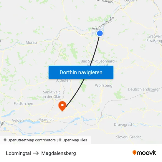 Lobmingtal to Magdalensberg map