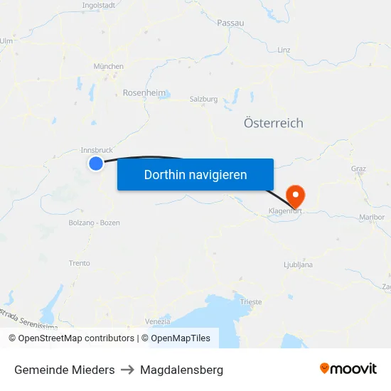 Gemeinde Mieders to Magdalensberg map