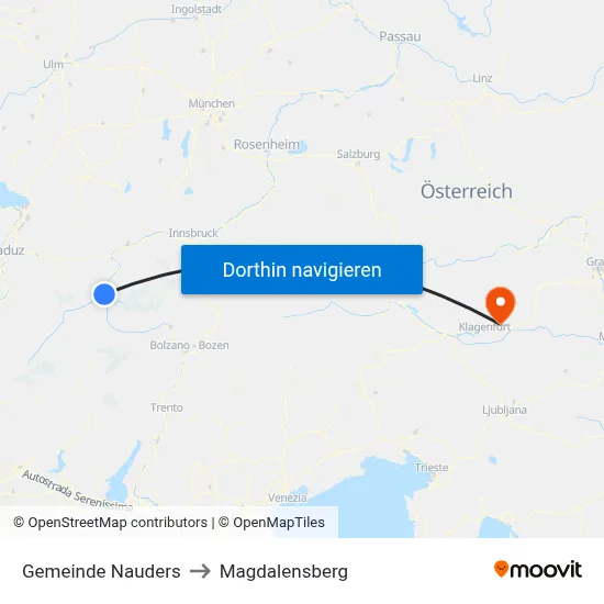 Gemeinde Nauders to Magdalensberg map