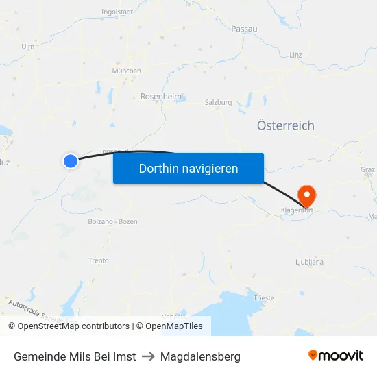 Gemeinde Mils Bei Imst to Magdalensberg map