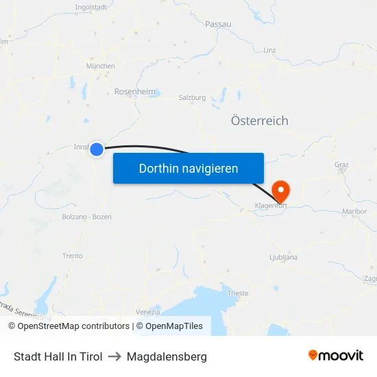 Stadt Hall In Tirol to Magdalensberg map
