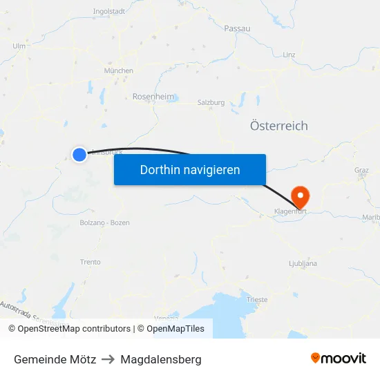 Gemeinde Mötz to Magdalensberg map