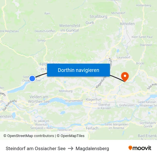 Steindorf am Ossiacher See to Magdalensberg map
