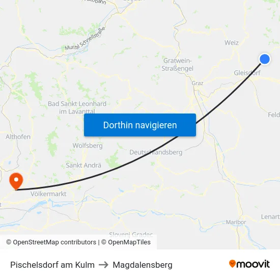 Pischelsdorf am Kulm to Magdalensberg map