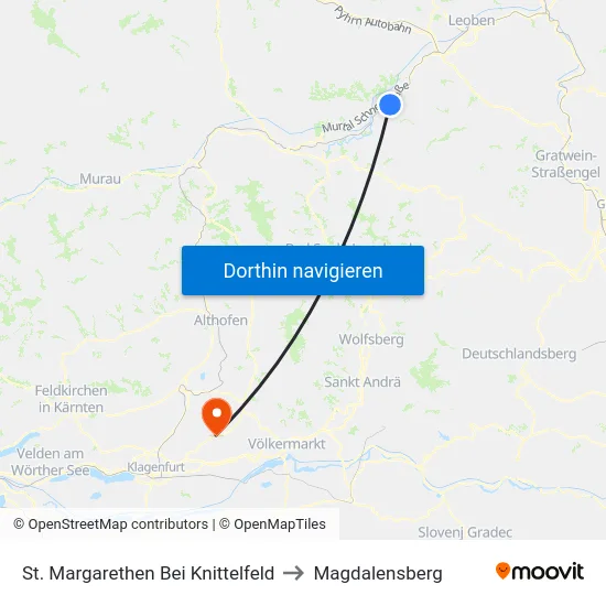 St. Margarethen Bei Knittelfeld to Magdalensberg map