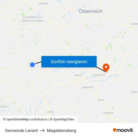 Gemeinde Lavant to Magdalensberg map