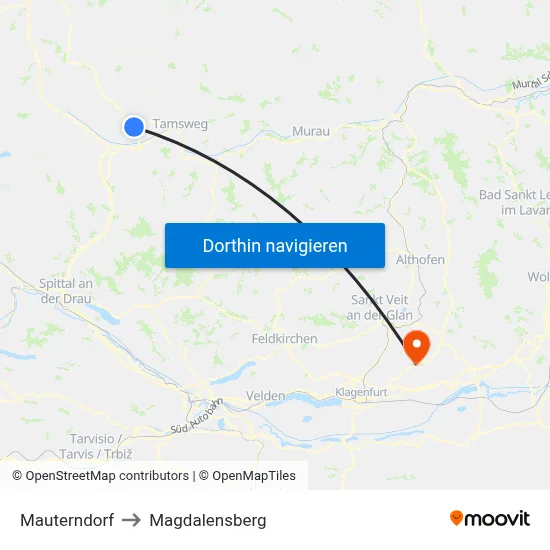 Mauterndorf to Magdalensberg map