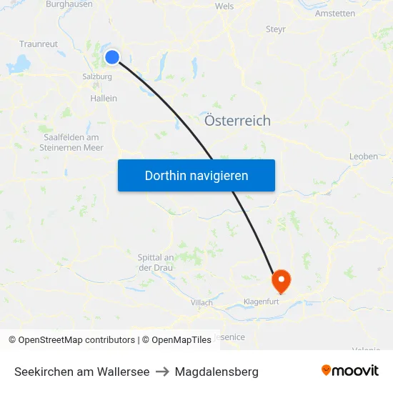 Seekirchen am Wallersee to Magdalensberg map
