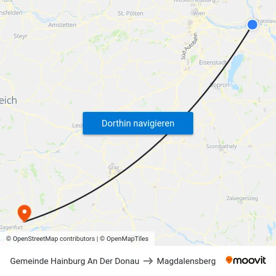 Gemeinde Hainburg An Der Donau to Magdalensberg map