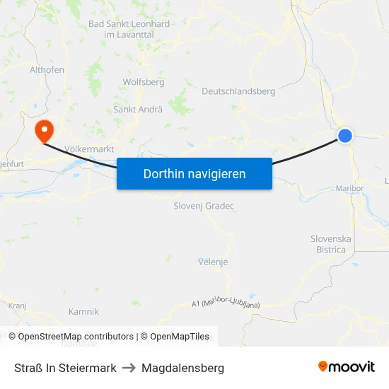 Straß In Steiermark to Magdalensberg map
