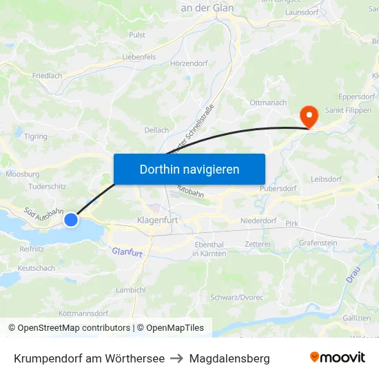 Krumpendorf am Wörthersee to Magdalensberg map