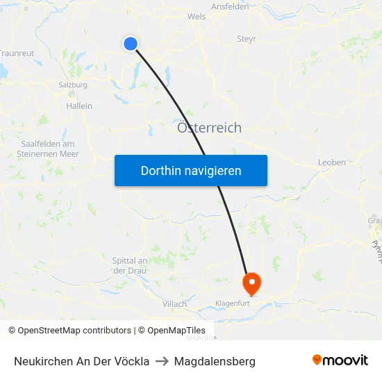 Neukirchen An Der Vöckla to Magdalensberg map