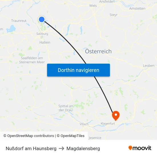 Nußdorf am Haunsberg to Magdalensberg map