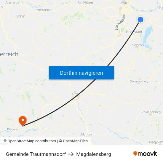 Gemeinde Trautmannsdorf to Magdalensberg map