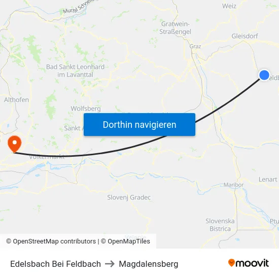 Edelsbach Bei Feldbach to Magdalensberg map