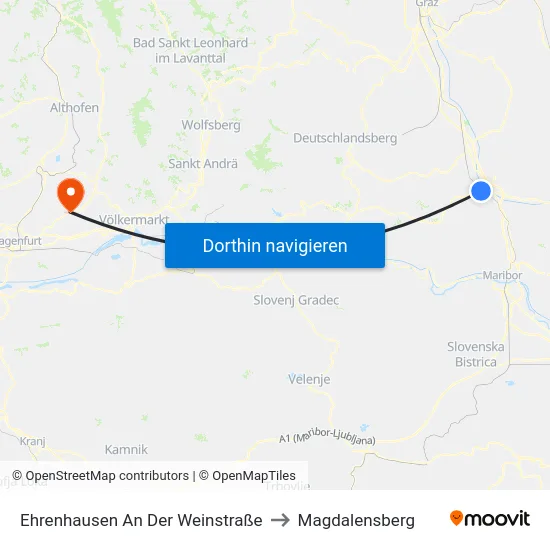 Ehrenhausen An Der Weinstraße to Magdalensberg map
