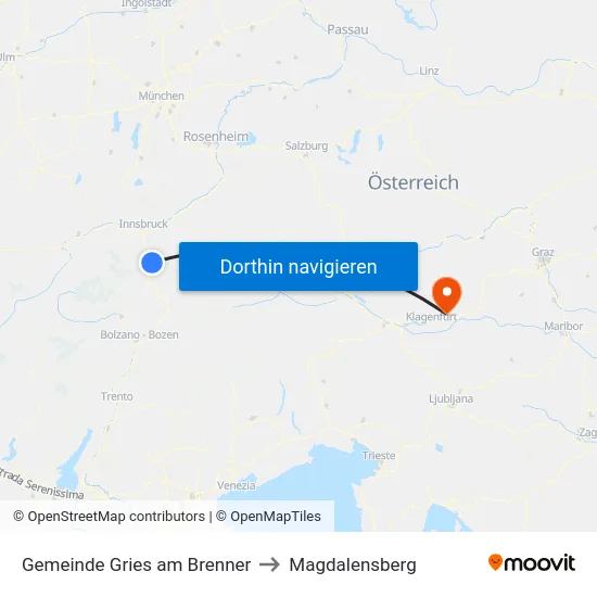 Gemeinde Gries am Brenner to Magdalensberg map
