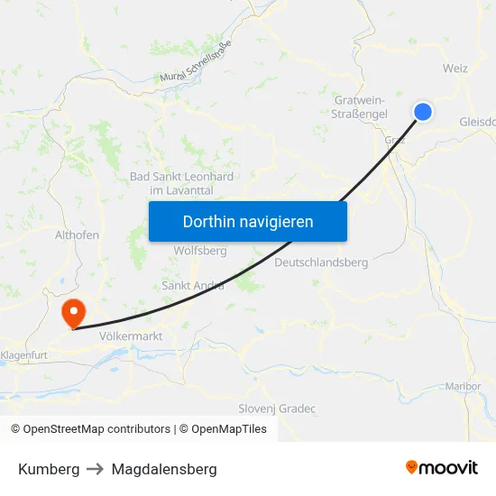 Kumberg to Magdalensberg map