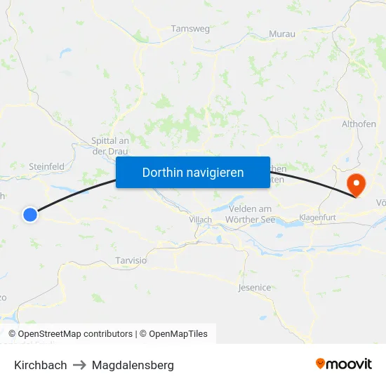 Kirchbach to Magdalensberg map