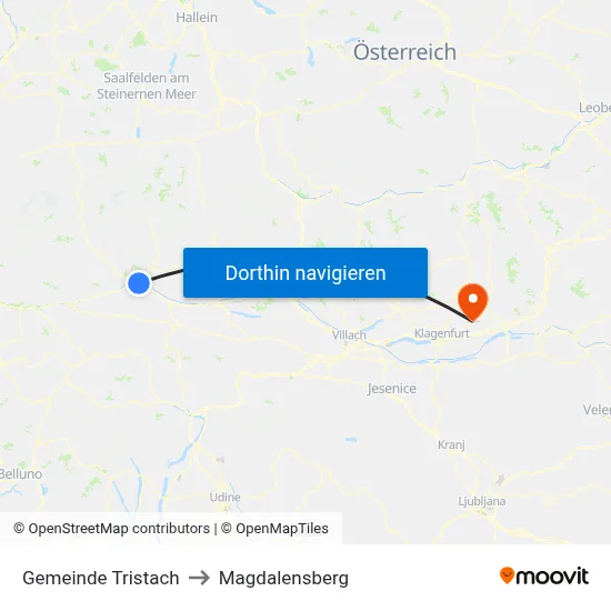 Gemeinde Tristach to Magdalensberg map