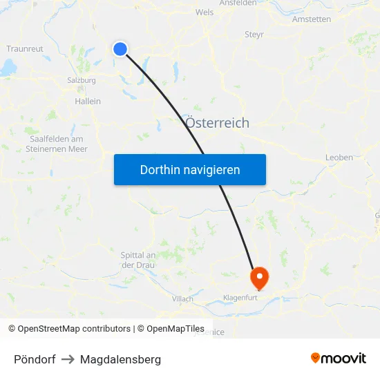 Pöndorf to Magdalensberg map