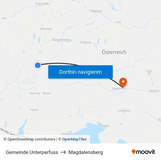 Gemeinde Unterperfuss to Magdalensberg map