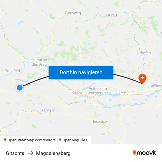 Gitschtal to Magdalensberg map