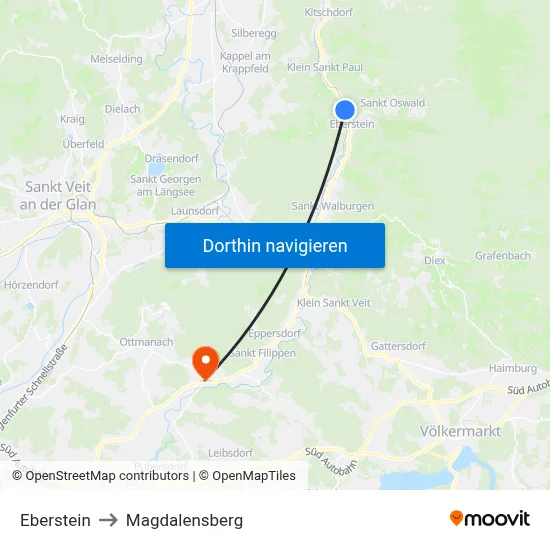 Eberstein to Magdalensberg map