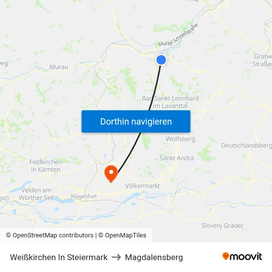 Weißkirchen In Steiermark to Magdalensberg map