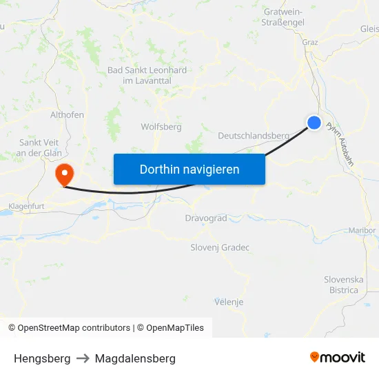 Hengsberg to Magdalensberg map