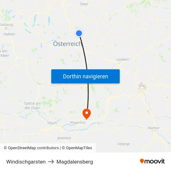 Windischgarsten to Magdalensberg map