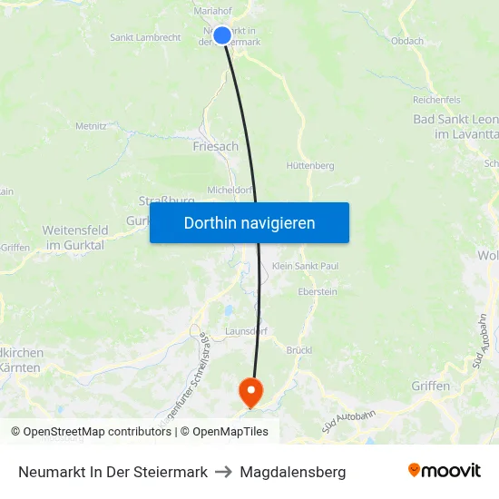Neumarkt In Der Steiermark to Magdalensberg map
