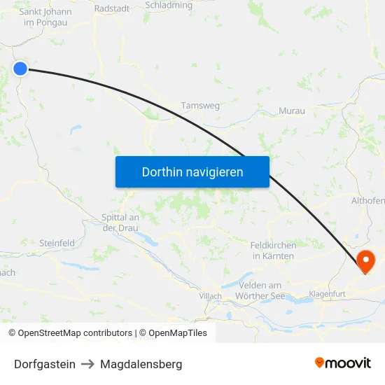 Dorfgastein to Magdalensberg map
