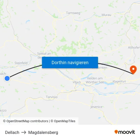 Dellach to Magdalensberg map
