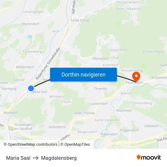 Maria Saal to Magdalensberg map