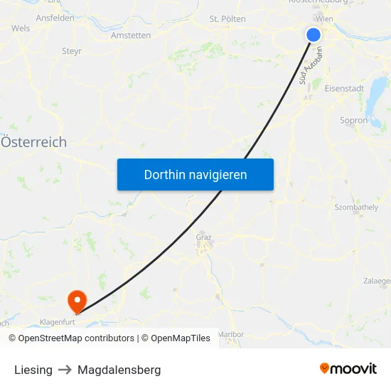 Liesing to Magdalensberg map