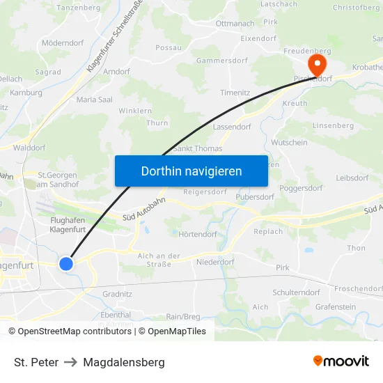 St. Peter to Magdalensberg map