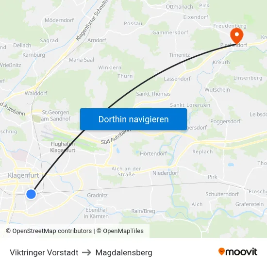 Viktringer Vorstadt to Magdalensberg map