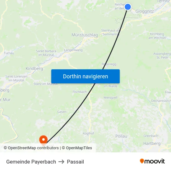 Gemeinde Payerbach to Passail map
